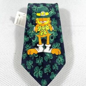 NWT Garfield St Patricks Day Leprechaun Tie Keith Daniels Navy Shamrock Clover